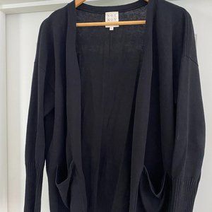 Not Monday Leighton Boyfriend Buttoned Cardigan with Pockets - Black - L